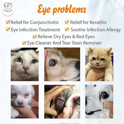 Eye Drops for Eye Infection Treatment, Soothe Infection Allergy, Relieve Dry Eyes & Red Eye，Eye Cleaner and Tear Stain Remover for Dogs and Cats | 10 ml 0.33 FL OZ (1 Bottle)