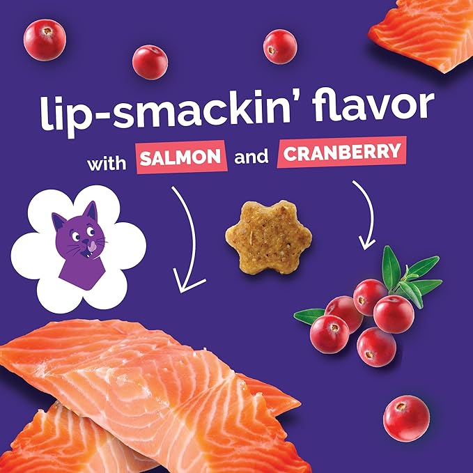Fruitables Cat Treats, Healthy Treats For Cats, Low Calorie and Packed with Protein, Crunchy Biscuits, No Wheat, Corn or Soy, Made with Real Salmon and Cranberry, 2.5oz