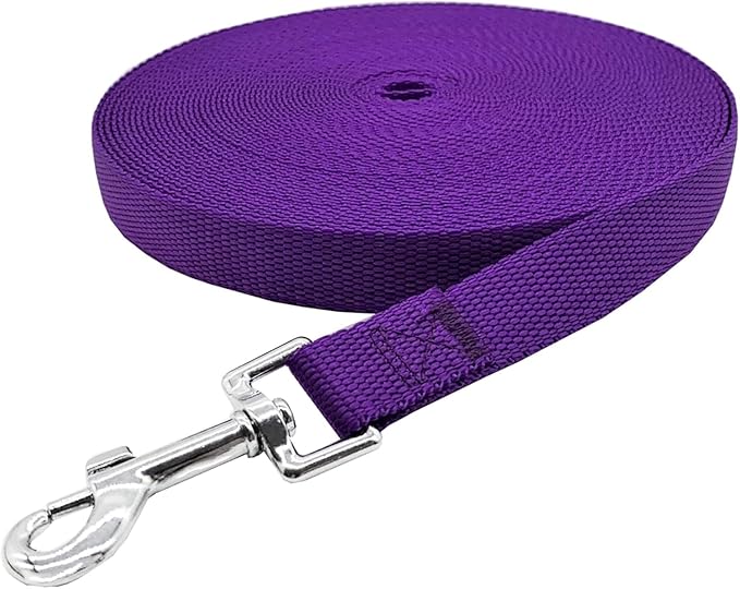 Nylon Training Dog Leash for Small Medium Large Dogs, 15ft 20ft 30ft 50ft 100ft Long Leash Dog/Puppy Lead for Obedience Recall Training, Camping