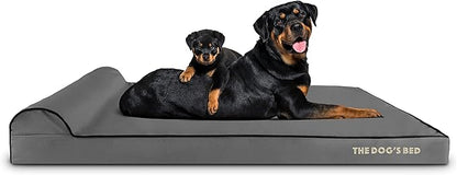 The Dog’s Bed Orthopedic Headrest Dog Bed XXL Grey/Black, Memory Foam, Pain Relief for Arthritis, Hip & Elbow Dysplasia, Post Surgery, Lameness, Waterproof Washable Cover, Veterinary Approved
