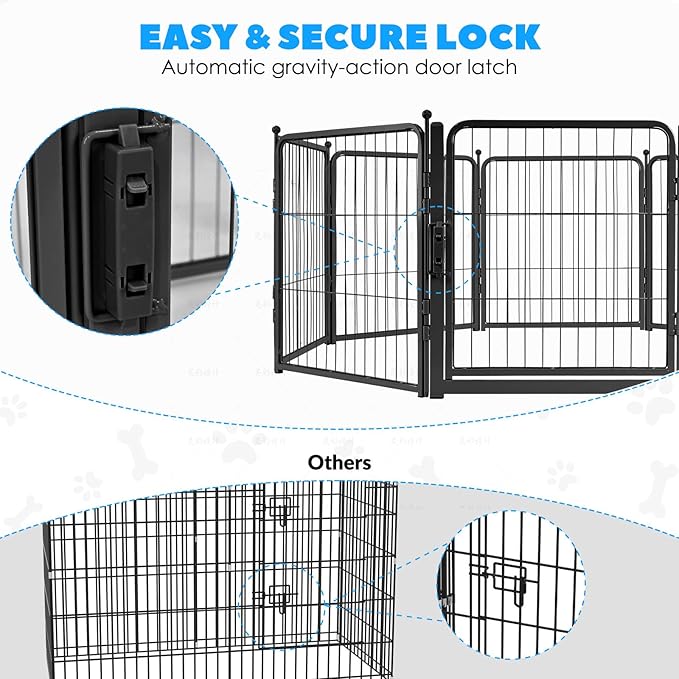 FreePet Dog Playpen for Indoor, Yard, RV Camping, 24 inch 8 Panels for Small and Puppy Dogs, Black│Patented (Black, 24 inch, 8 Panels)
