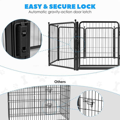 FreePet Dog Playpen for Indoor, Yard, RV Camping, 24 inch 8 Panels for Small and Puppy Dogs, Black│Patented (Black, 24 inch, 8 Panels)