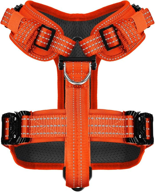 ICEFANG Dog Strap Harness with All-Metal Hardware,for Small Sized Dog,K9 Vest,Y-Shape Soft Padding,Adjustable Pet Harness,No-Pull Front Leash Clip (Small (Pack of 1), Orange)