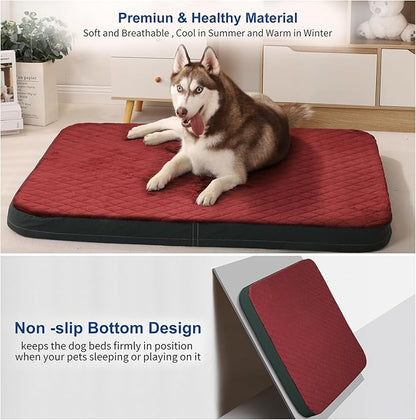 JoicyCo Dog Bed for Medium Dogs, Orthopedic Foam Dog Bed, Joint Relief Pets Sleeping Mattress, Non Slip Bottom with Washable Removable Cover, Wine Red