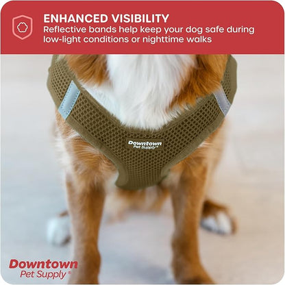 Downtown Pet Supply Step in Dog Harness No Pull, XX-Large, Hunter Green - Adjustable Harness with Padded Mesh Fabric and Reflective Trim - Buckle Strap Harness for Dogs