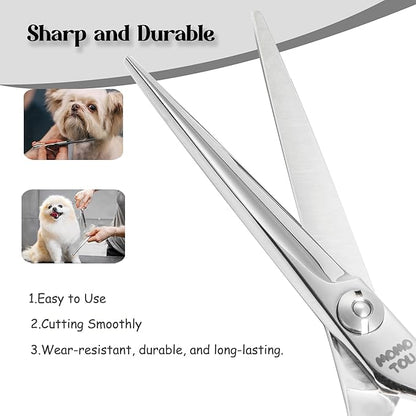 Momotou Dog Grooming Scissors 5 inch Small Straight Scissors Super Light Professional 440C Stainless Steel Pet Shears for Trimming Face and Paws Nose Ear Easy Use.