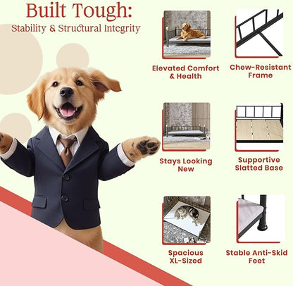 Golden Gate Beds XL Dog Bed – Fade-Resistant, Comfortable & Durable Pet Mattress – 49” x 31.5” x 14.5” – Ideal for All Breeds – Black Square Shape