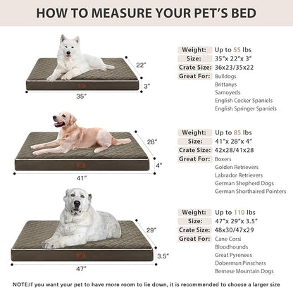 WNPETHOME Orthopedic XXL Dog Beds Large Sized Dog, Waterproof Extra Large Dogs Bed with Removable Washable Cover, Multi-Needle Quilting Dogs Crate Bed