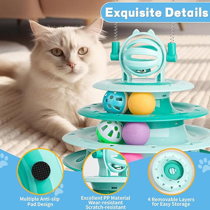 Goosheep Cat Toy Interactive Pet Plaything for Indoor Kitten Interactive Kitty Puzzle Ball with 2 Cat-Tease (Green)