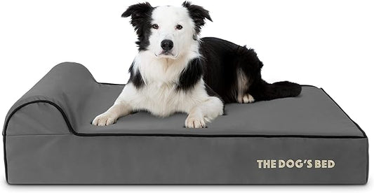 The Dog’s Bed Orthopedic Headrest Dog Bed Large Grey/Black, Memory Foam, Pain Relief: Arthritis, Hip & Elbow Dysplasia, Post Surgery, Lameness, Waterproof Washable Cover, Veterinary Approved