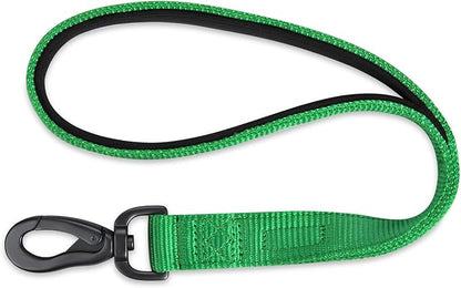 Hyhug Pets Upgraded Traffic Nylon 18 Inch Short Leash with Soft Neoprene Lined Handle for Medium Large Giant Breeds Dogs, Daily Use Walking and Professional Training. (18 Inches, Lime Green)