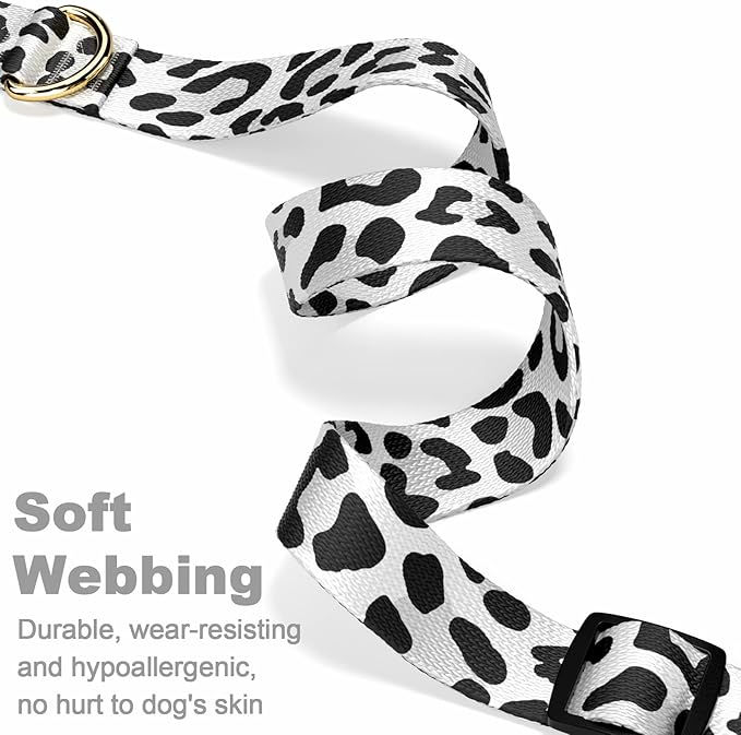 Rnivvi Dog Collar for Small Dogs, Cute Leopard Heavy Duty Adjustable Puppy Collar with Quick Release Buckle for Boy Girl & Female, Pet Accessories for Walking Running, S Length 3/4" Width, White
