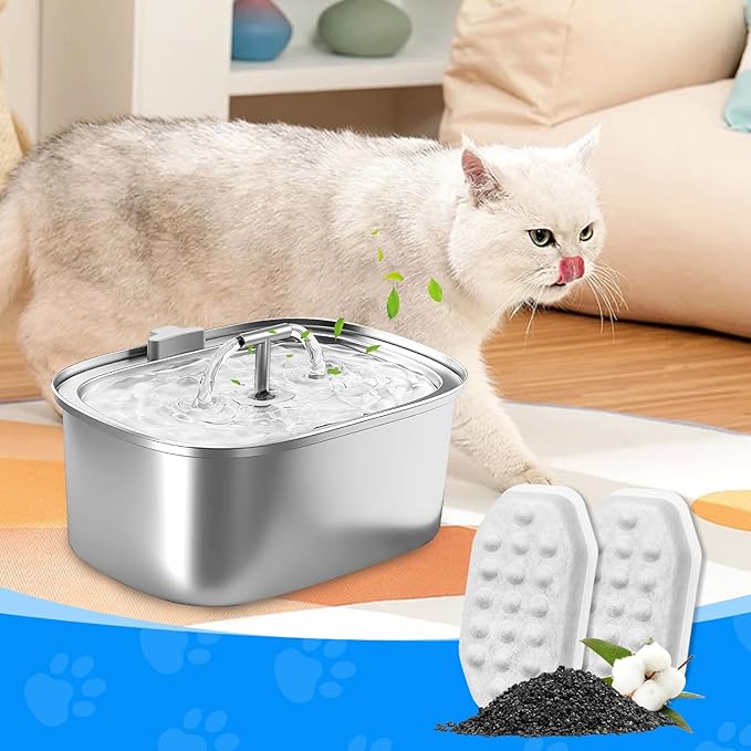 MyfatBOSS Cat Fountain Filter Replacement, Cat Water Fountain Filters Compatible with Rellaty & Fit for Neareal 3.2L/108oz Fountains, 10PCS Replacement Filters with 10PCS Sponge 10+10 Pack