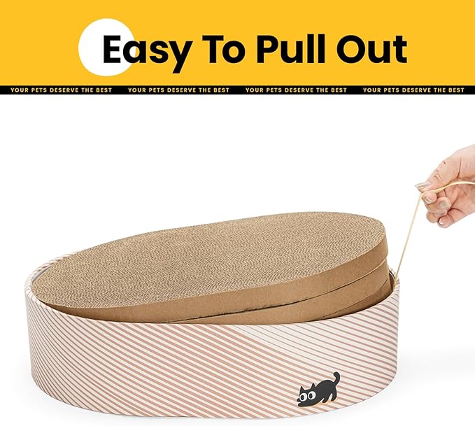 Conlun Cat Scratcher Box with 4 Cat Scratching Board Reversible Scratch Pad, Heavy Duty Corrugated Cardboard Pet Bed Lounger Kitty Scratchers for Indoor, Protects Furniture,Kittens Gifts-Large