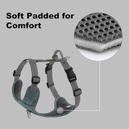 Plutus Pet No Pull Dog Harness, Reflective Adjustable Dog Vest Harness with Handle, Escape Proof, Soft Padded for Small Medium Large Dogs (Gray, L)