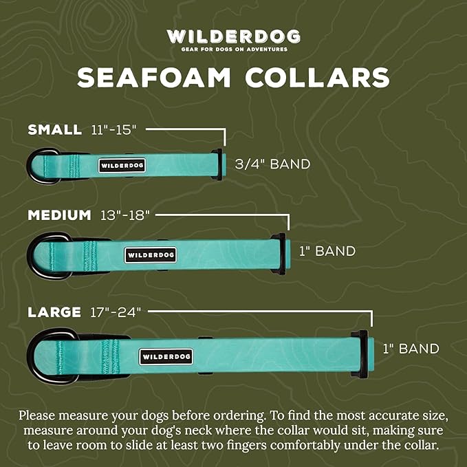 Wilderdog Waterproof Dog Collar - Repels Water & Dirt - Large 17"-24" - Seafoam