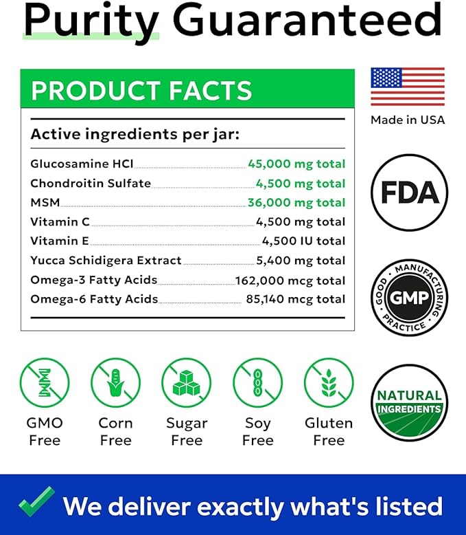 Bark&Spark Glucosamine Chondroitin Dog Hip & Joint Supplement - Joint Pain Relief - Hip & Joint Chews - Joint Support Large Small Breed - Senior Doggie Vitamin Pill Joint Health (180 Treats - Chicken)
