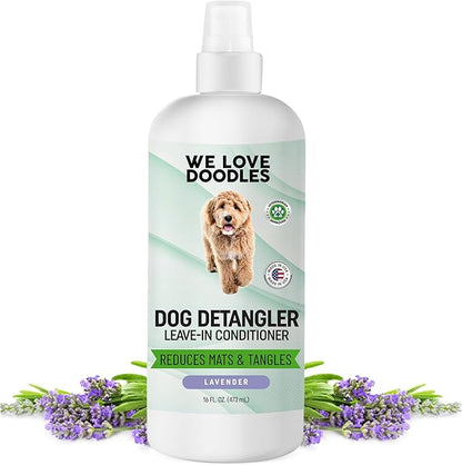 We Love Doodles Dog Detangler Spray - Leave-in Conditioner for Dogs - Dog Detangling Spray - Dematting Spray for Dogs - Tangle Remover - Made in The USA (Lavender)