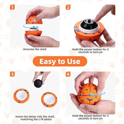Interactive Dog Ball - Smart Dog Toy for Small & Medium & Large Dogs, Automatic Moving, Rotating & Bouncing, E-TPU Material, Interactive Dog Toys for Aggressive Chewers (Orange)