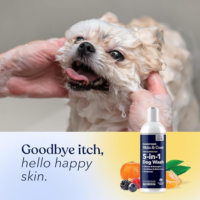 Honest Paws Dog Shampoo and Conditioner - Premium Dog Wash for Allergies and Dry, Itchy, Moisturizing for Sensitive Skin - Sulfate Free, Plant Based, All Natural - 8 Fl Oz