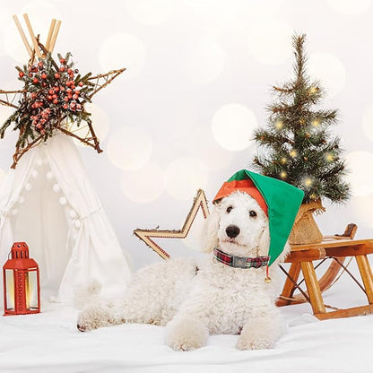 Elegant little tail Dog Collar, Christmas Red Plaid Pet Collar Cute Dog Collars Male or Female Pet Gift Adjustable Dog Collar for Large Dogs