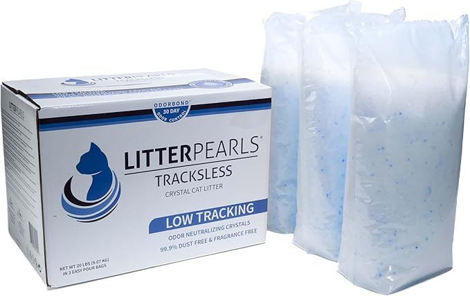 Tracksless Litter Pearls Cat Litter, White, Clear and Blue Crystals,20 lb Litter Pearls Tracksless Cat Litter,TLLP20