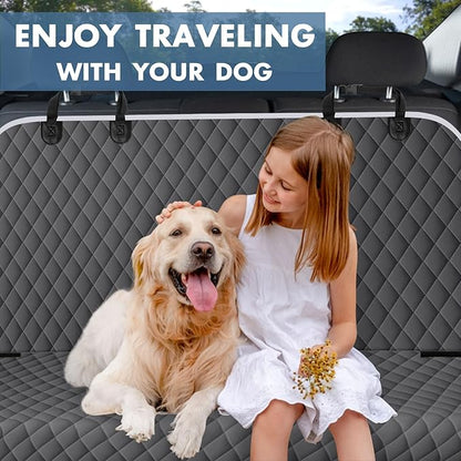NECKORY Backseat Cover for Dogs, Waterproof and Non-Slip Pet Bench Seat Covers, Car Seat Protector for Back Seat, Universal Size Rear Car Seat Cover Fits Cars, Trucks and SUVs, M-Charcoal Grey&Grey
