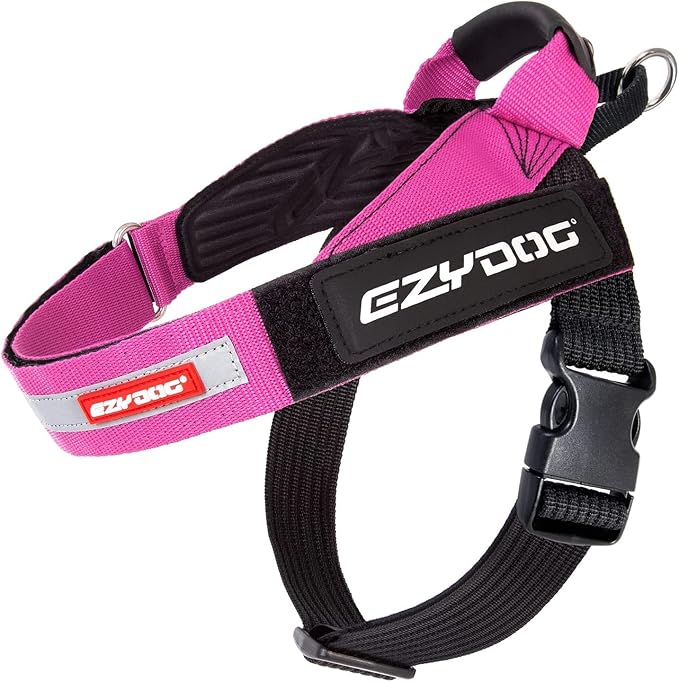 EzyDog Express Dog Harness - Adjustable Dog Harness for Large, Medium, and Small Dogs with Padded Ergonomic Anti-Chafing Design, Grip Handle, & Easy Side Buckle (Pink, XXL)
