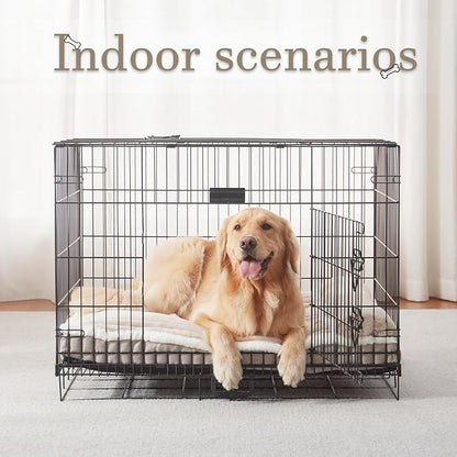 Dog Bed for Large Dogs, Dog Mattress with Pillow for Crate Kennel, Sofa pet Bed, Super Soft pet Bed for Medium, Jumbo, Small Dogs Breeds (Beige, Medium:(30”x20 x3