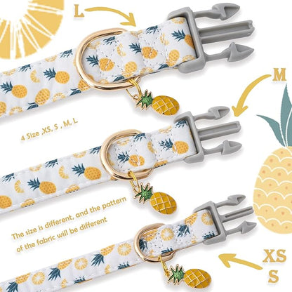 Faygarsle Cute Dog Collar for Girls Boy Dogs Soft Fancy Pet Collar with Pineapple Design Ideal Pink Summer Dog Collar for Small Medium Large Dogs M