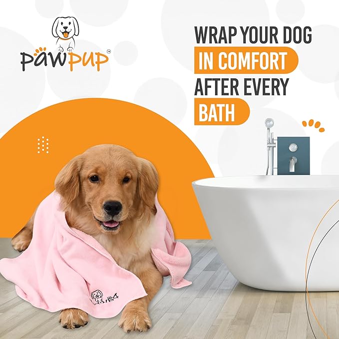Dog Towels for Drying Dogs Super Absorbent Microfiber Pet Grooming Towel for Dogs, Cats and Other Pets (40 x 24 Inches, Pink and Blue)