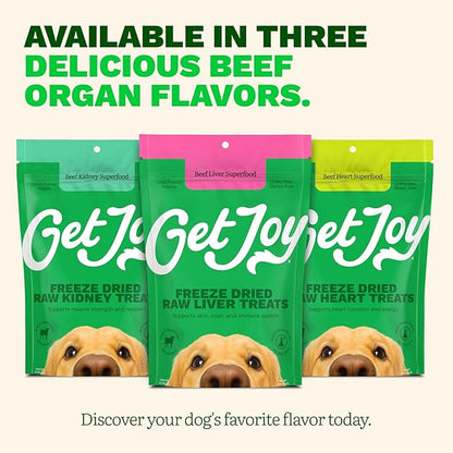 Get Joy Freeze Dried 100% Beef Liver Dog Treats, 16oz | Single Ingredient Organ Meat, High Protein Raw Dog Food Topper, Snack & Training Rewards | Grain Free, Gluten Free, Filler Free