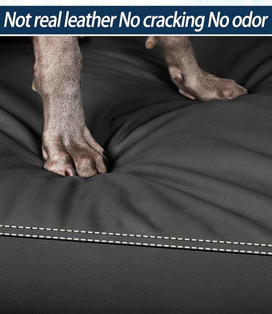 Waterproof Dog Bed Hair-Resistant, Removable Vegan Leather Cover, for Pets Up to 50 lbs