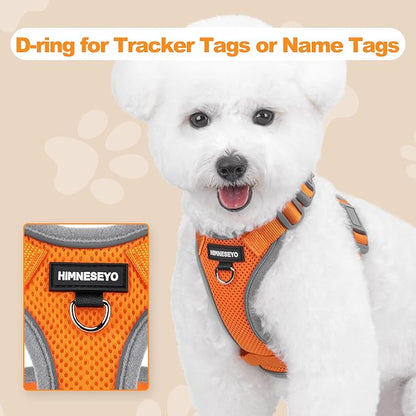 Small Dog Harness and Leash Set，No Pull Adjustable Pet Harness for Small Dogs ，Breathable Mesh Reflective Dog Vest Harness (Orange, XXS)