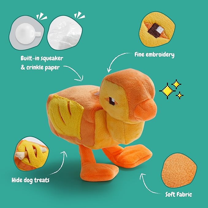 5 PC Pixel Style Dog Toy Plushies, Squeaky Dog Toys Crinkle Plush Stuffed Dog Chew Toy for Small Medium Large Breeds, Christmas Dog Toys Stocking Stuffers