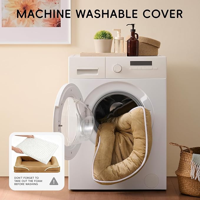 Homemate Dog Bed Large Sized Dog: 42x30 inch Orthopedic Large Dogs Bed XL Outdoor Pet Cat Bed Sofa Supplies with Toy Dogs Crate Pad Couch with Removable Washable Cover & Non-Slip Botton Brown