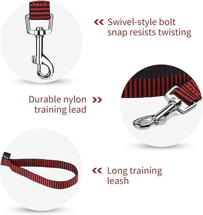 Hi Kiss Dog/Puppy Obedience Recall Training Agility Lead - 15ft 20ft 30ft 50ft 100ft Training Leash - Great for Training, Play, Camping, or Backyard(30ft,Black_red)