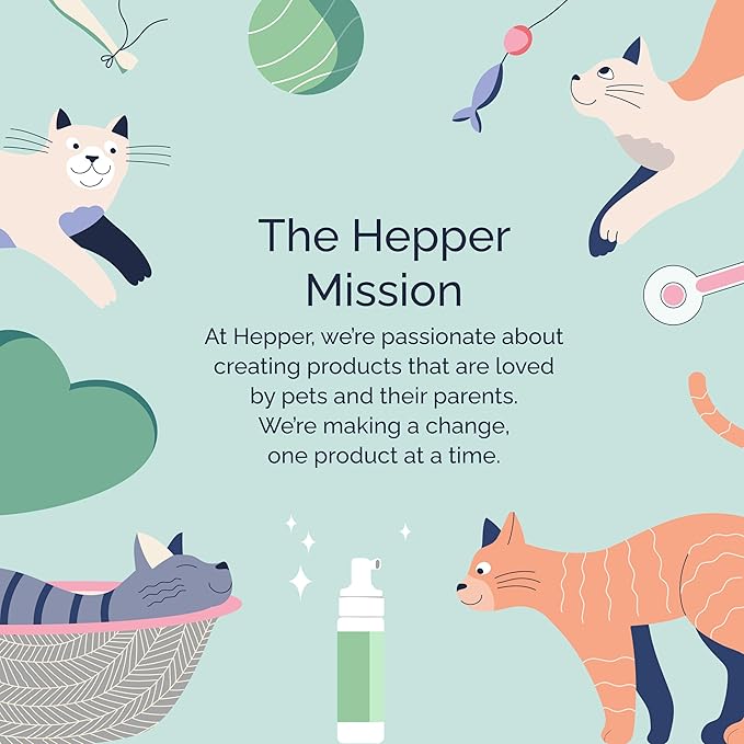 Hepper Waterless No Rinse Dry Shampoo for Dogs, Cats, and Other Pets. Dry Shampoo Foam in Only One Pump. No Rinse, No Bath, No Fuss —Just Brush. Dog/Cat Wash for The Difficult Dirty Pet
