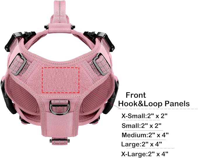 ICEFANG GN3 Tactical Dog Harness for Small Dogs,6X Quick-Release Buckles,Dog Molle Vest with Handle,3/4 Body, Hook and Loop Panel for ID Patch,No Pulling Front Clip (S (Chest 22"-27"), Pink)