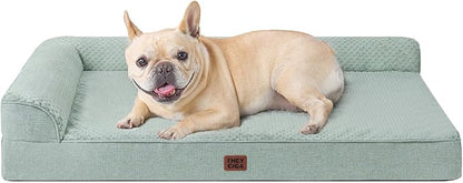 EHEYCIGA Orthopedic Dog Bed Medium Size Dogs, Memory Foam Dog Bed with Washable Removable Cover, Waterproof Pet Sofa Couch for Crate with Nonskid Bottom, 30x20x6, Greyish Green