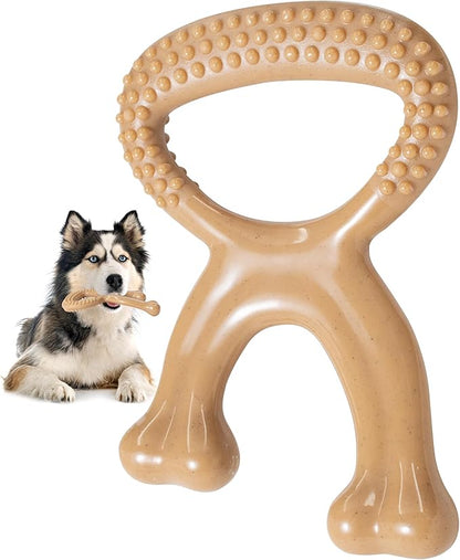IPTPAS Durable Dog Chew Toy for Aggressive Chewers, Indestructible Nylon Bone Dental Care Teeth Cleaning Chew Toy for Small, Medium and Large Dogs, Keep Them Busy, Irresistible Beef Flavor (Brown)