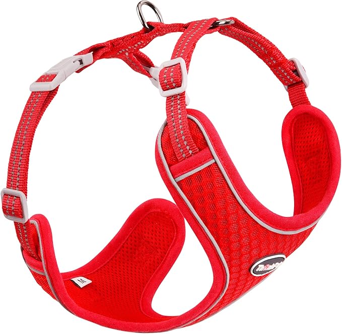 ThinkPet Reflective Breathable Soft Air Mesh No Pull Puppy Choke Free Over Head Vest Ventilation Harness for Puppy Small Medium Dogs and Cats (Red,XL)