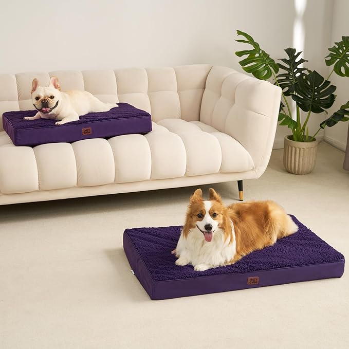 EHEYCIGA Orthopedic XL Dog Beds for Extra Large Dogs with Removable Washable Cover for Crate, Purple, 41x27
