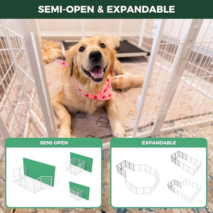FXW Homeplus Unleashed Indoor Dog Playpen - Stress-Free and Safe Play, Heavy Duty 40 Inch 16 Panels Dog Pen for Medium and Large Dogs, White│Patented