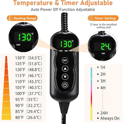 INVENHO Heated Cat Bed, Waterproof Adjustable Temperature Dog Cat Heating Pad with Timer, Indoor Pet Heating Pad for Cats Dogs Electric Pads for Dogs Cats, Pet Heated Pad