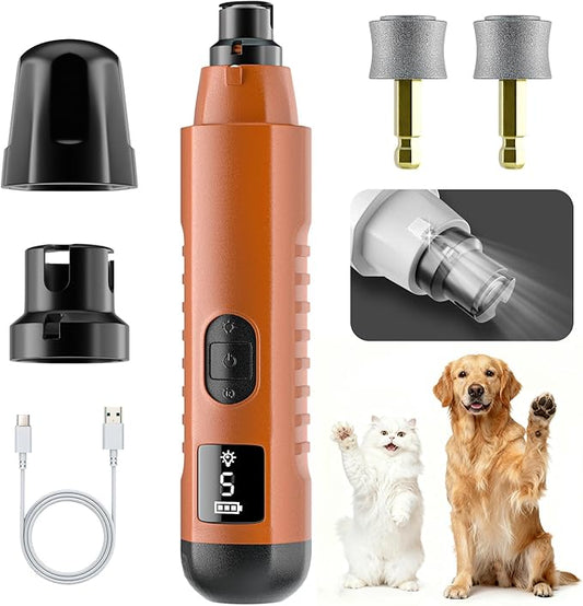 MOONEON 2026 New Silent Groom Pro Pet Nail Grinder, 5-Speed Dog Nail Grinder with Led Light, 40 db Quiet Painless Paws Grooming for Small Medium Large Dogs & Cats, USB Rechargeable