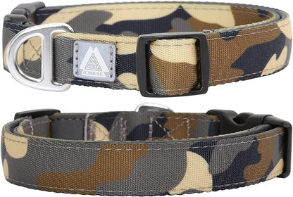 Soft Padded Dog Collar, Neck 12’’-20’’, Adjustable Heavy Duty Collar with 3M Reflective Logo for Medium, Large Dogs, Camo Green, M