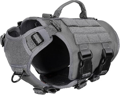 ICEFANG GN3 Tactical Dog Harness with 6X Buckle,Dog Molle Vest with Handle,3/4 Body Coverage,Hook and Loop Panel for ID Patch,No Pulling Front Clip (XS (17"-23" Girth), Wolf Gray)