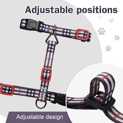 Hikiko Cat Harness and Leash Set Escape Proof Adjustable Walking Travel Soft Kitten Harness for Small Medium Large Cats (Khaki Plaid, M)