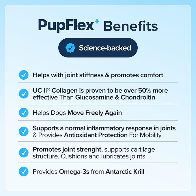 PupFlex+ Hip and Joint Supplement Dogs, Vet Created Soft Chews w/UC-II® Collagen, CurcuVET® & Omega 3 - UC-II Collagen More Effective Than Glucosamine Chondroitin, Dog Joint Supplement (60 ct)